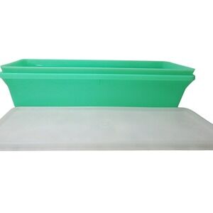 Vintage Tupperware Jadite Green 892 Celery Vegetable Keeper 2 Pcs 12.5"x4.25"×3"